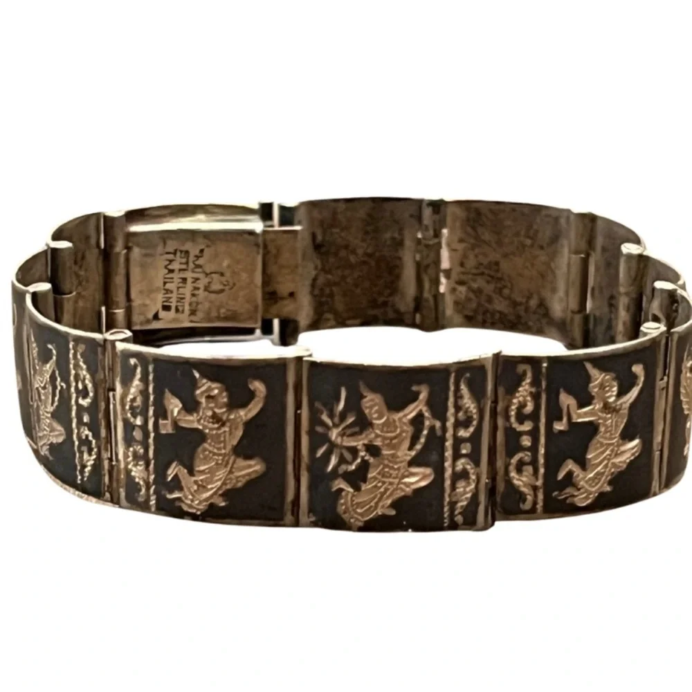 1207 Sterling Silver Siam Thai Damacene Link Bracelet